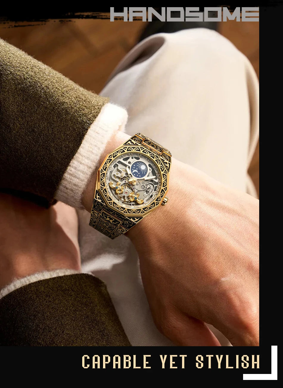 FORSINING (®) 8299 Automatic Mechanical Men’s Watch – Oval Case, Open Dial