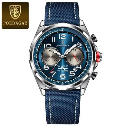 POEDAGAR (®) 862 Quartz Chronograph Men’s Watch – Luminous Dial, Date