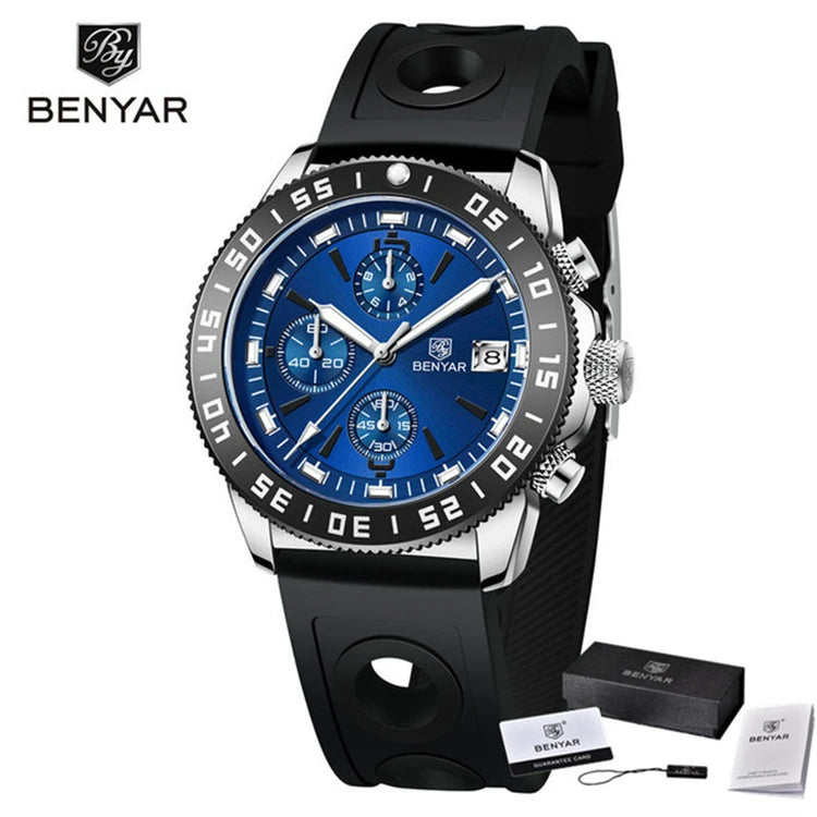 BENYAR (®) BY-5198  Men’s Quartz Chronograph Watch – Japan VD53 Movement 30M (3ATM) Water Resistant