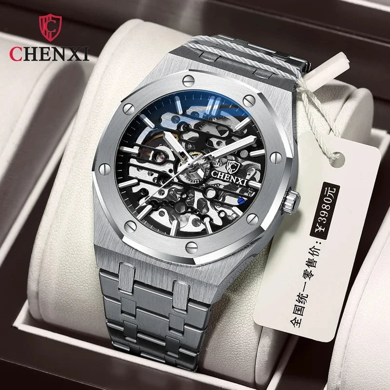 CHENXI (®) 8848 Automatic Skeleton Men’s Watch  50M (5ATM) Water Resistant