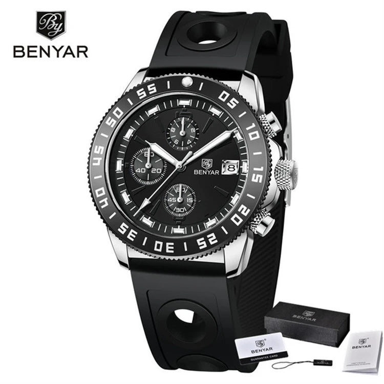 BENYAR (®) BY-5198  Men’s Quartz Chronograph Watch – Japan VD53 Movement 30M (3ATM) Water Resistant