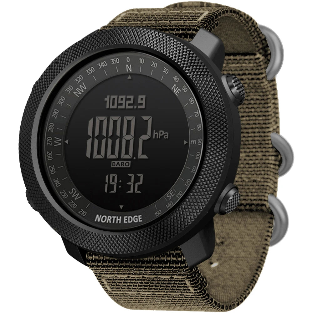 NORTH EDGE (®) APACHE Digital Outdoor Watch – Altimeter, Barometer, Compass, 30M (3ATM) Water Resistant