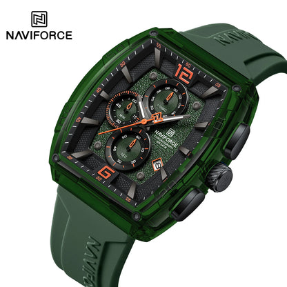 Naviforce (®) 6101 NF6101 Men’s Quartz Chronograph Watch – Sport Silicone Strap 50M (5ATM) Water Resistant