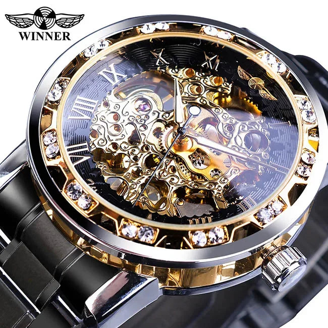 WINNER (®) WT0004 Automatic Skeleton Watch – Stainless Steel, Luminous, 30M (3ATM) Water Resistant