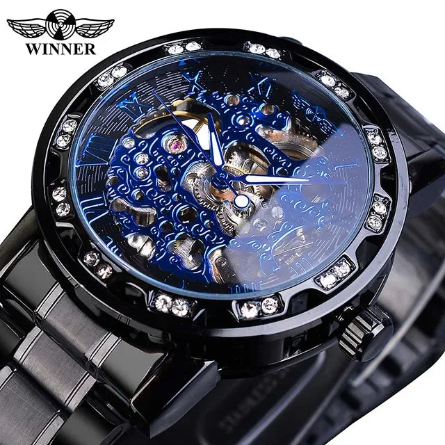 WINNER (®) WT0004 Automatic Skeleton Watch – Stainless Steel, Luminous, 30M (3ATM) Water Resistant