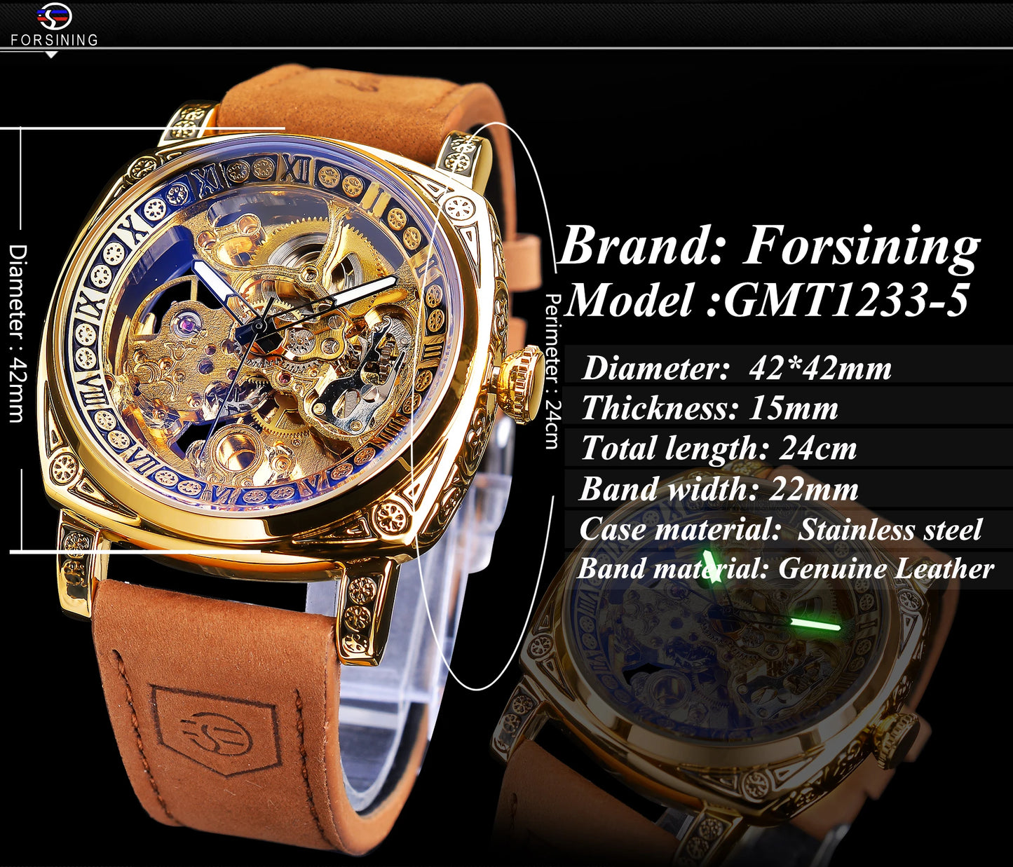 FORSINING (®) 6003 Automatic Mechanical Men’s Watch – Skeleton Design