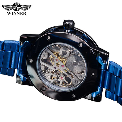 WINNER (®) WT0004 Automatic Skeleton Watch – Stainless Steel, Luminous, 30M (3ATM) Water Resistant