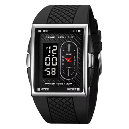 SKMEI (®) 2213 Digital Men’s Watch – Square Dial, Dual Display LED, , 30M (3ATM) Water Resistant