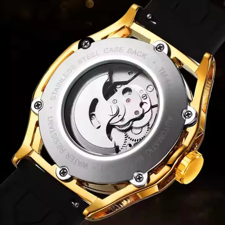 FORSINING (®) 8282 Automatic Skeleton Men’s Watch – Silicone Strap 30M (3ATM) Water Resistant