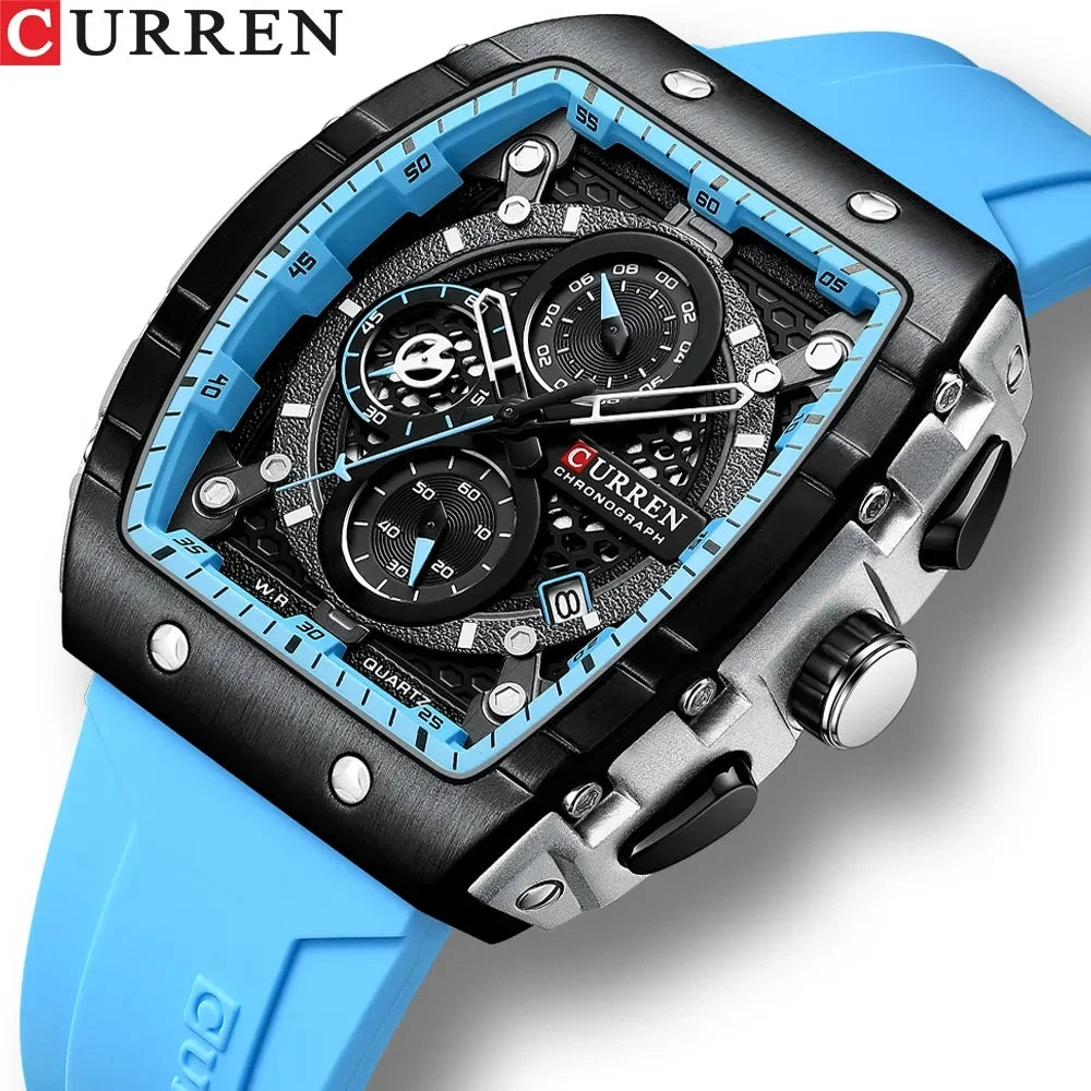 CURREN (®)  8442 Quartz Men’s Watch – Tonneau Dial, Date Display, 30M (3ATM) Water Resistant