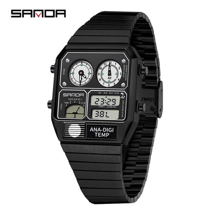 SANDA (®) 3192 Digital Men’s Watch – Square Dial, LED Display, 30M (3ATM) Water Resistant