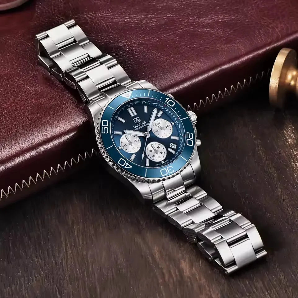 BENYAR (®) S002 Men’s Quartz Chronograph Watch – Sport Silicone Strap 30M (3ATM) Water Resistant