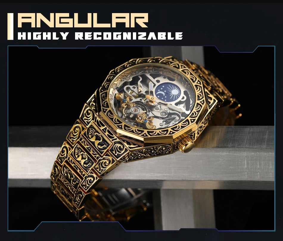 FORSINING (®) 8299 Automatic Mechanical Men’s Watch – Oval Case, Open Dial