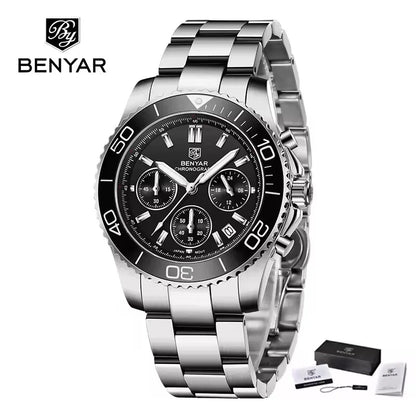 BENYAR (®) S002 Men’s Quartz Chronograph Watch – Sport Silicone Strap 30M (3ATM) Water Resistant