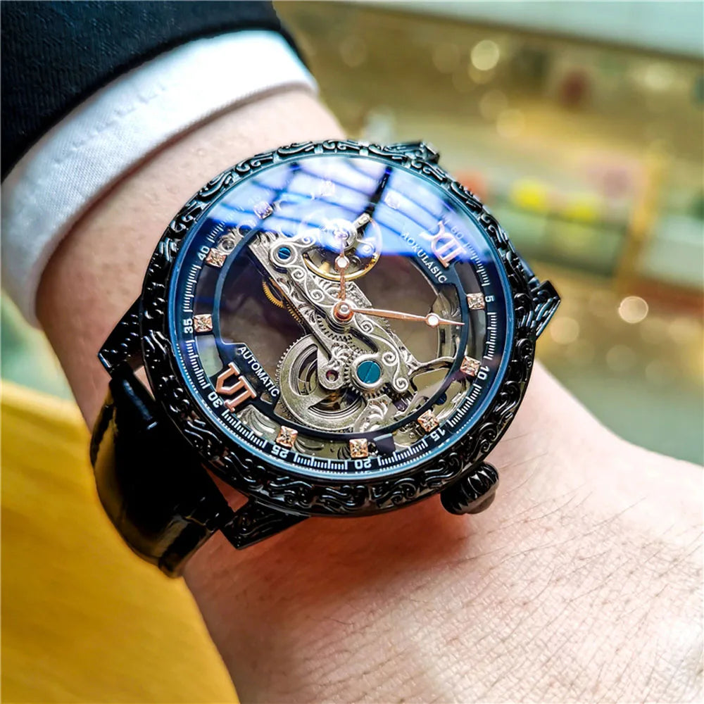 AOKULASIC (®) 3202 Automatic Mechanical Men’s Watch – Leather Strap 30M (3ATM) Water Resistant