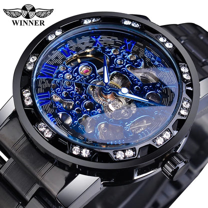 WINNER (®) WT0004 Automatic Skeleton Watch – Stainless Steel, Luminous, 30M (3ATM) Water Resistant