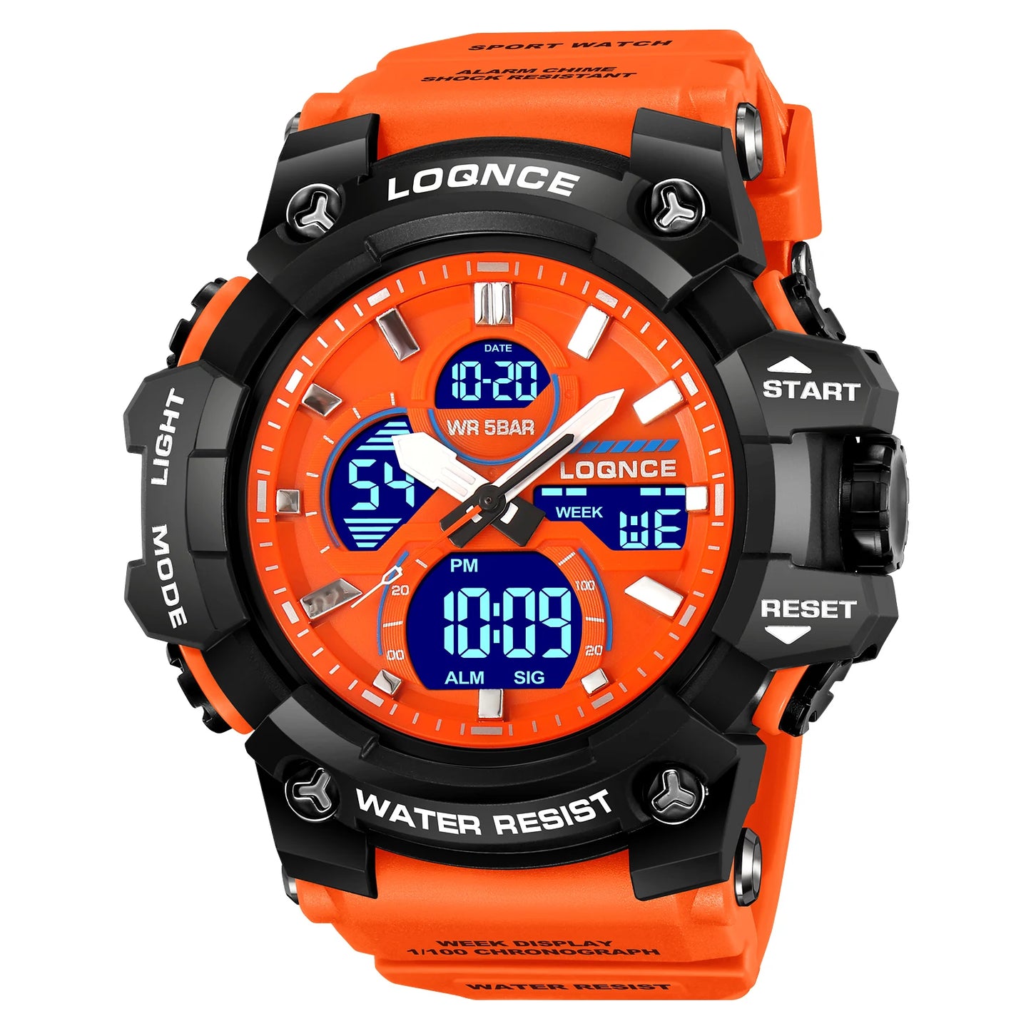 LOQNCE (®) LQ98007 Digital Quartz Men’s Watch – LED Display, Sport Design, , 30M (3ATM) Water Resistant