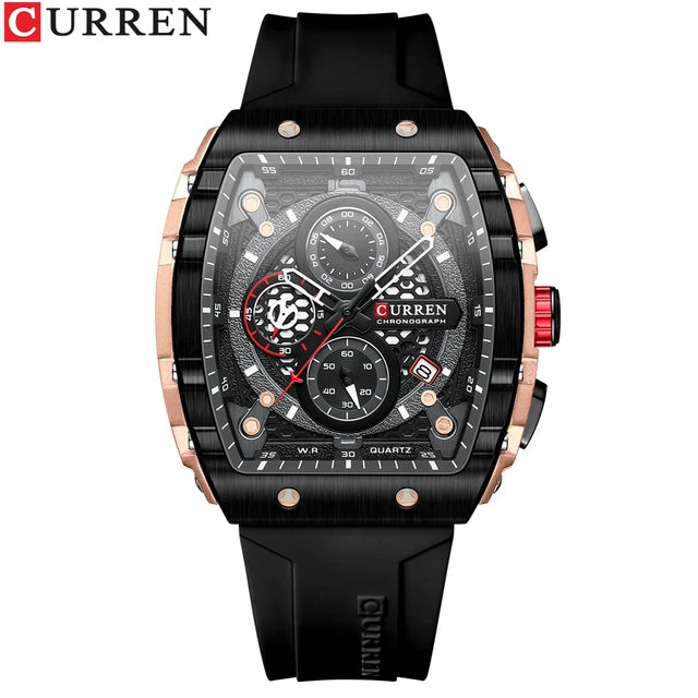 CURREN (®)  8442 Quartz Men’s Watch – Tonneau Dial, Date Display, 30M (3ATM) Water Resistant