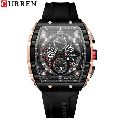 CURREN (®)  8442 Quartz Men’s Watch – Tonneau Dial, Date Display, 30M (3ATM) Water Resistant
