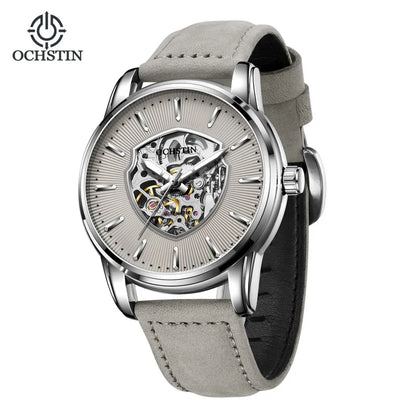 OCHSTIN (®) 7010C Automatic Skeleton Men’s Watch – Unique Dial, Leather Strap 30M (3ATM) Water Resistant