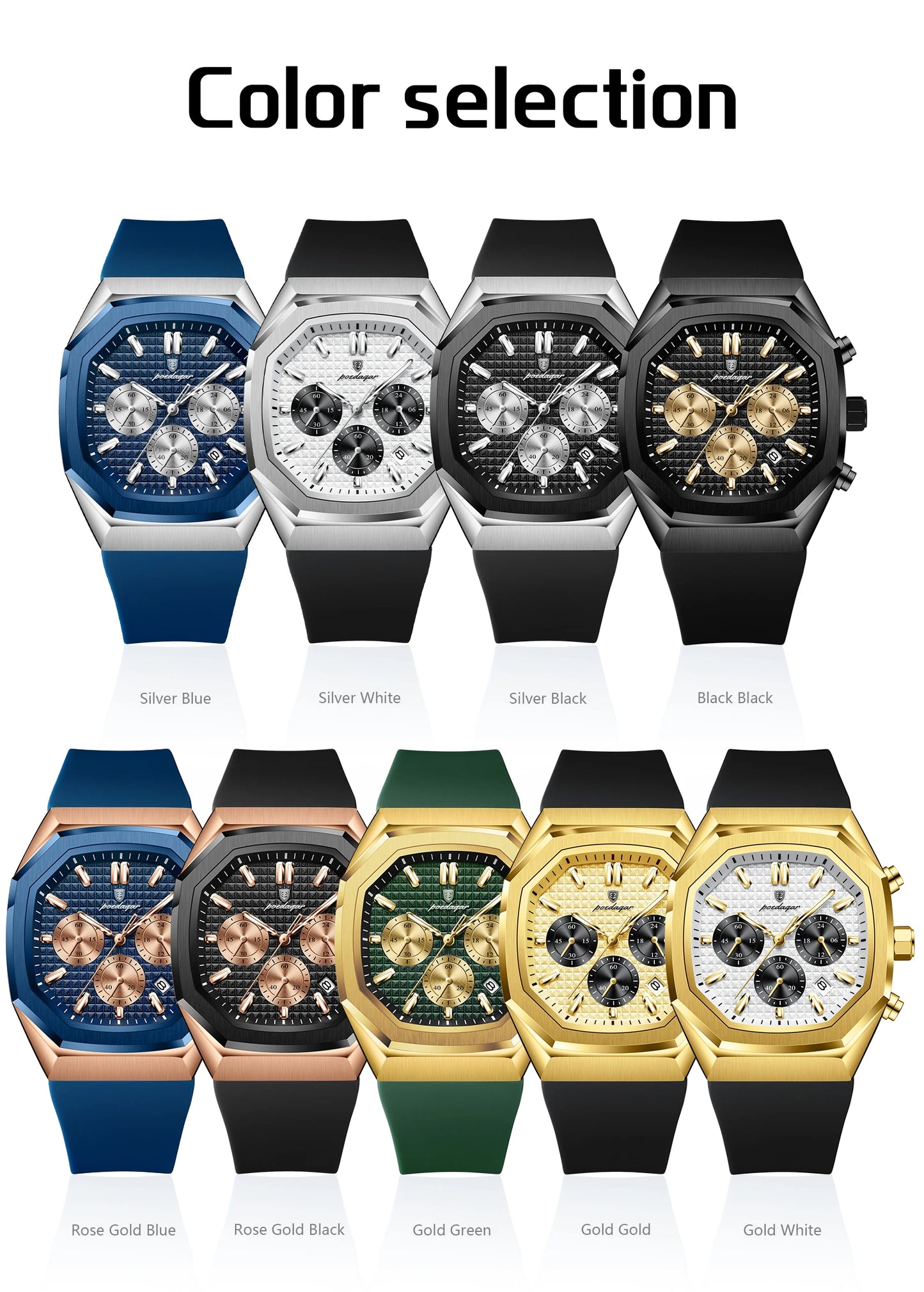 POEDAGAR (®) 893 Quartz Chronograph Men’s Watch – Luminous Date 30M (3ATM) Water Resistant