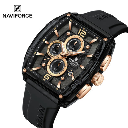 Naviforce (®) 6101 NF6101 Men’s Quartz Chronograph Watch – Sport Silicone Strap 50M (5ATM) Water Resistant