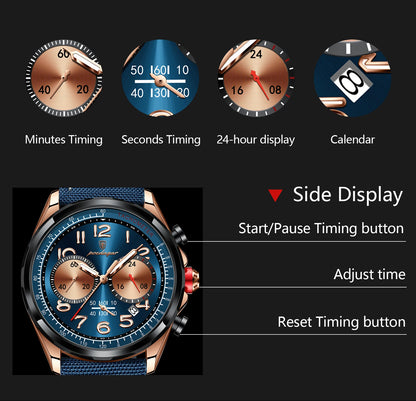 POEDAGAR (®) 862 Quartz Chronograph Men’s Watch – Luminous Dial, Date