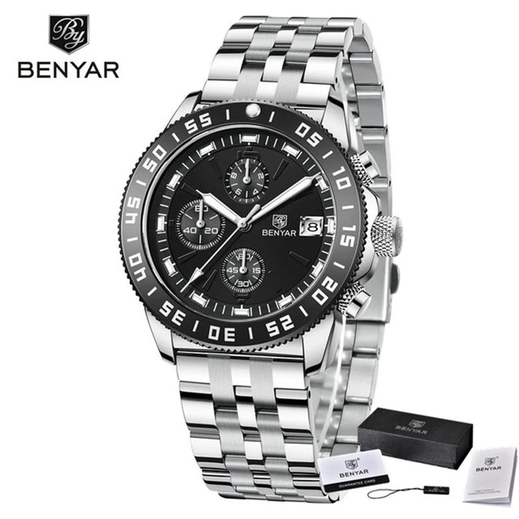 BENYAR (®) BY-5198  Men’s Quartz Chronograph Watch – Japan VD53 Movement 30M (3ATM) Water Resistant