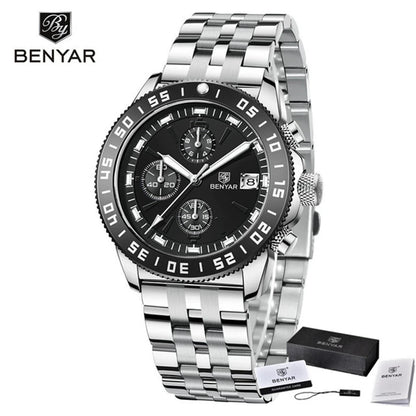 BENYAR (®) BY-5198  Men’s Quartz Chronograph Watch – Japan VD53 Movement 30M (3ATM) Water Resistant