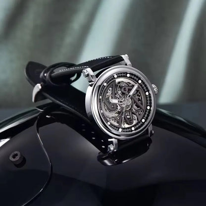 BENYAR (®) 5202 Automatic Skeleton Men’s Watch – Luminous Dial, Leather Strap