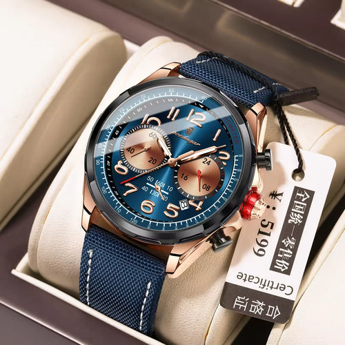 POEDAGAR (®) 862 Quartz Chronograph Men’s Watch – Luminous Dial, Date