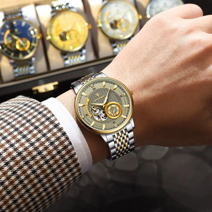 POEDAGAR (®) WT0002 Automatic Skeleton Watch – Stainless Steel, Luminous, 50M (5ATM) Water Resistant